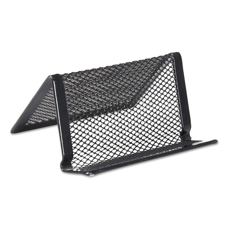 Universal Mesh Metal Business Card Holder, Holds 50 2.25 X 4 Cards, 3.78 X 3.38 X 2.13, Black